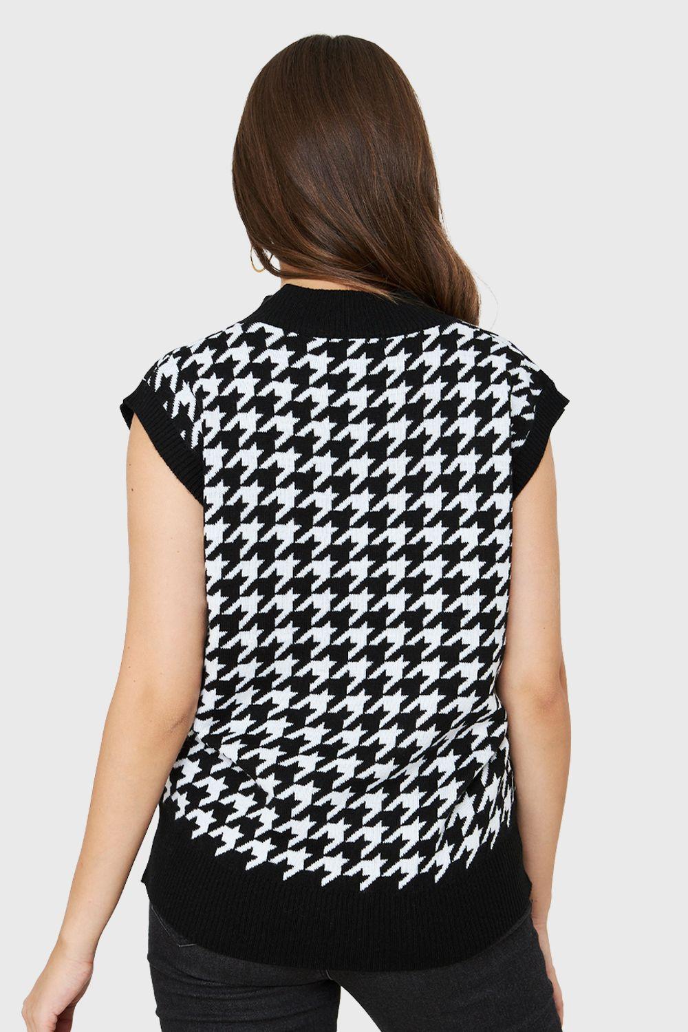 Chaleco Pied De Poule Negro Nicopoly-3