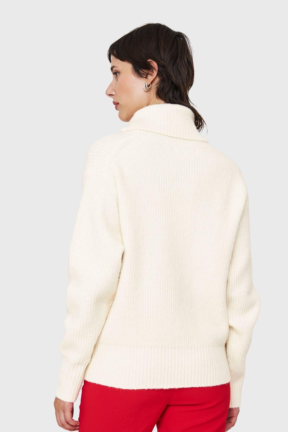 Sweater Acanalado Cuello Alto Blanco Invierno Nicopoly-3