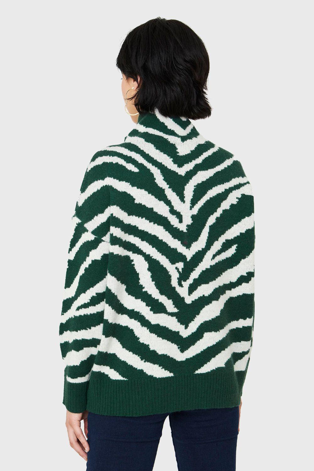 Sweater Atigrado Cuello Alto Verde Nicopoly-3