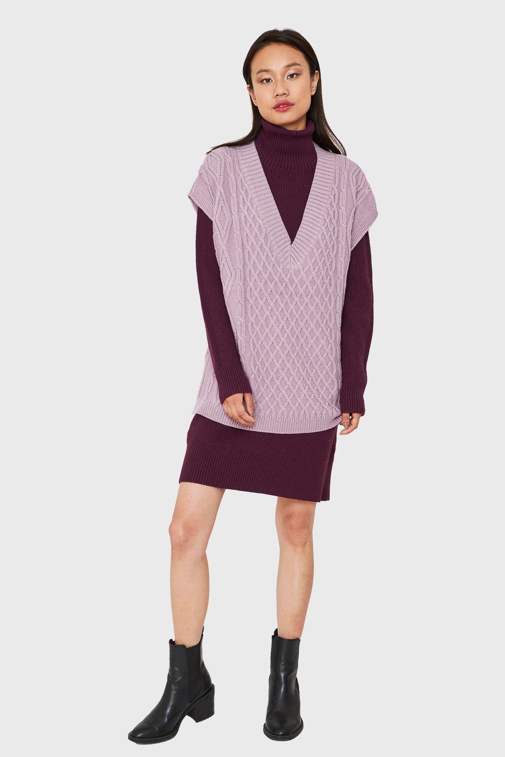 Chaleco Oversize Rombos Lila Nicopoly-1