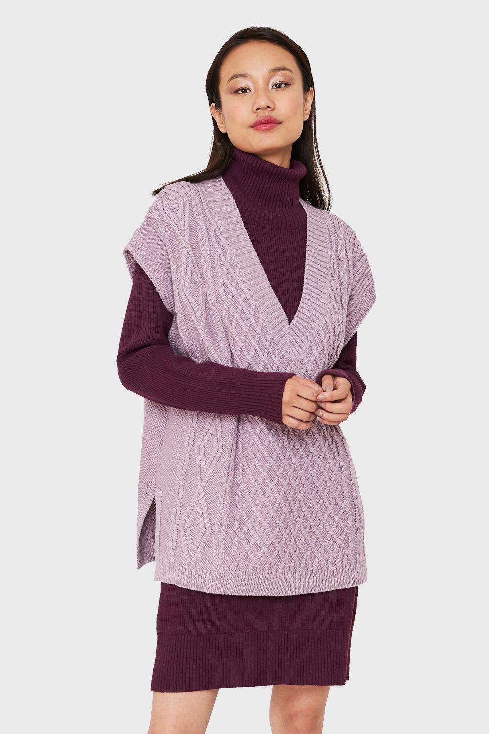 Chaleco Oversize Rombos Lila Nicopoly-0