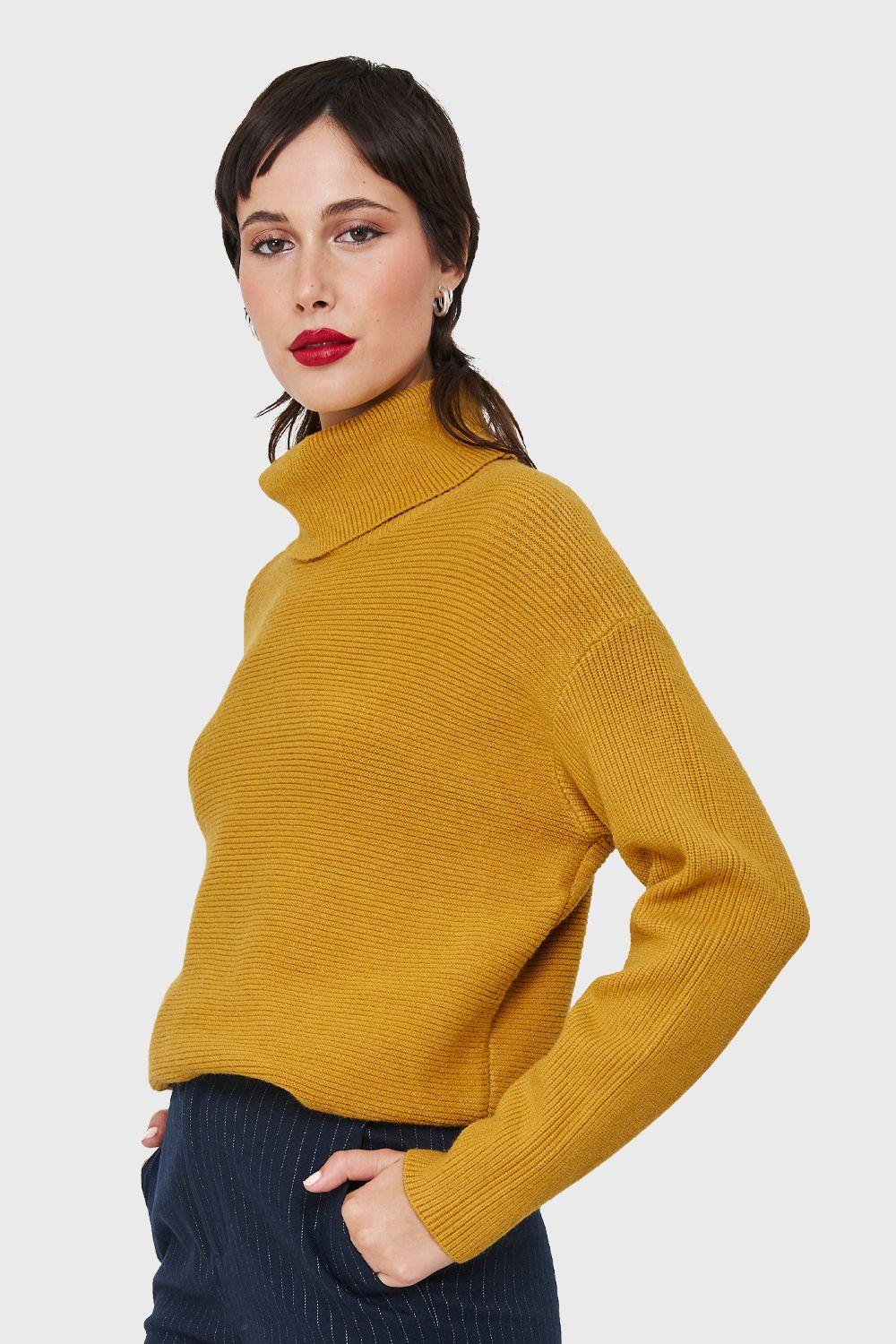 Sweater Cuello Beatle Acanalado Mostaza Nicopoly-2