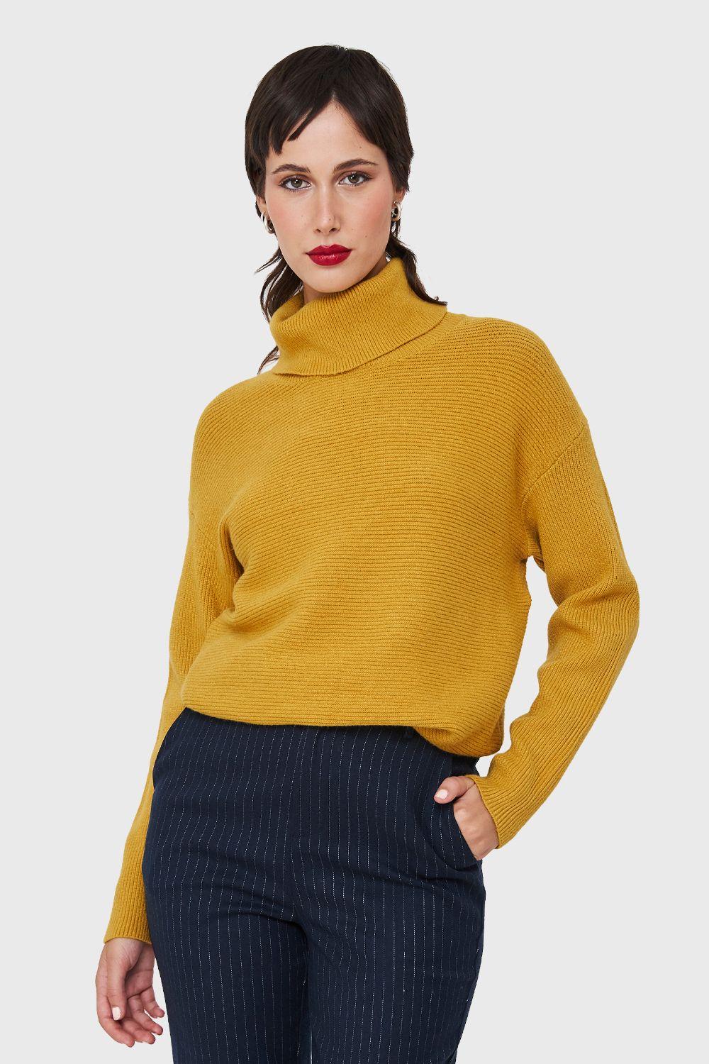 Sweater Cuello Beatle Acanalado Mostaza Nicopoly-4