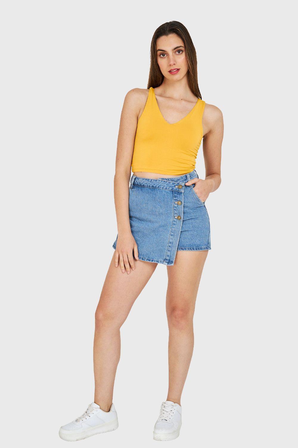 Crop Top Modal Amarillo Nicopoly-1
