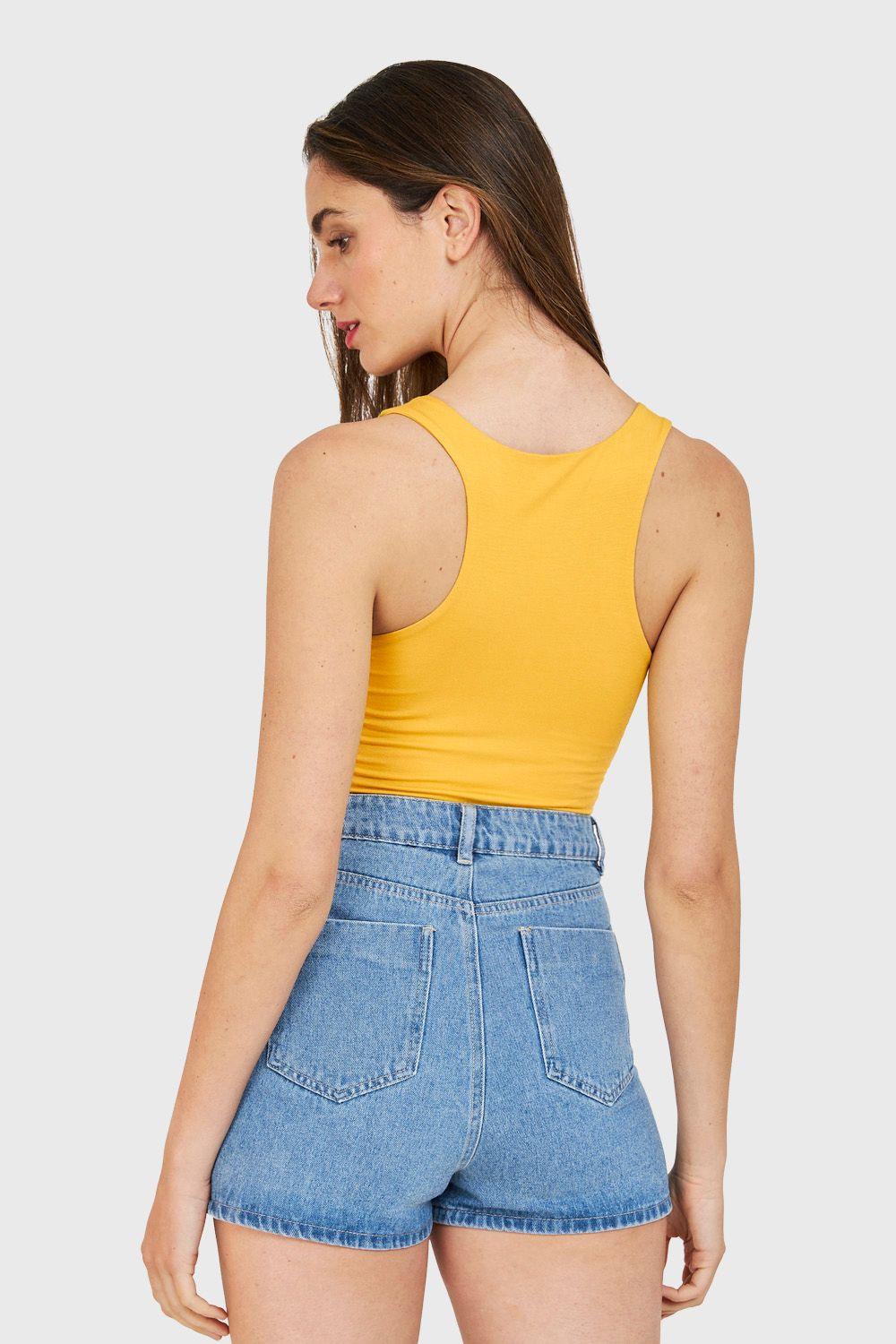 Crop Top Modal Amarillo Nicopoly-3