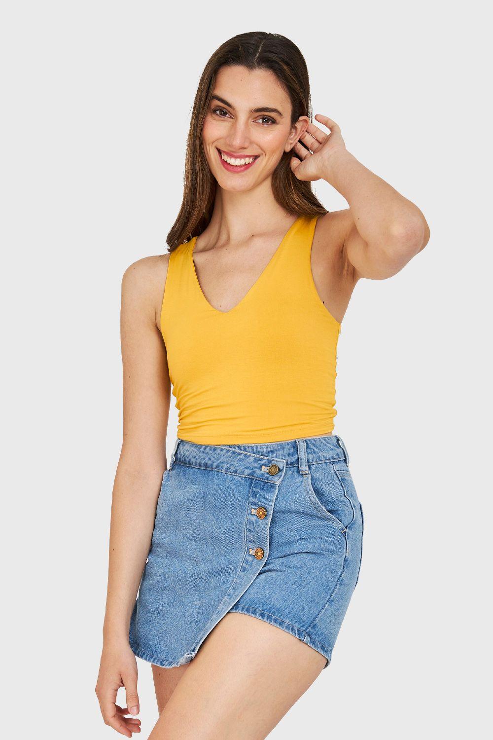 Crop Top Modal Amarillo Nicopoly-0