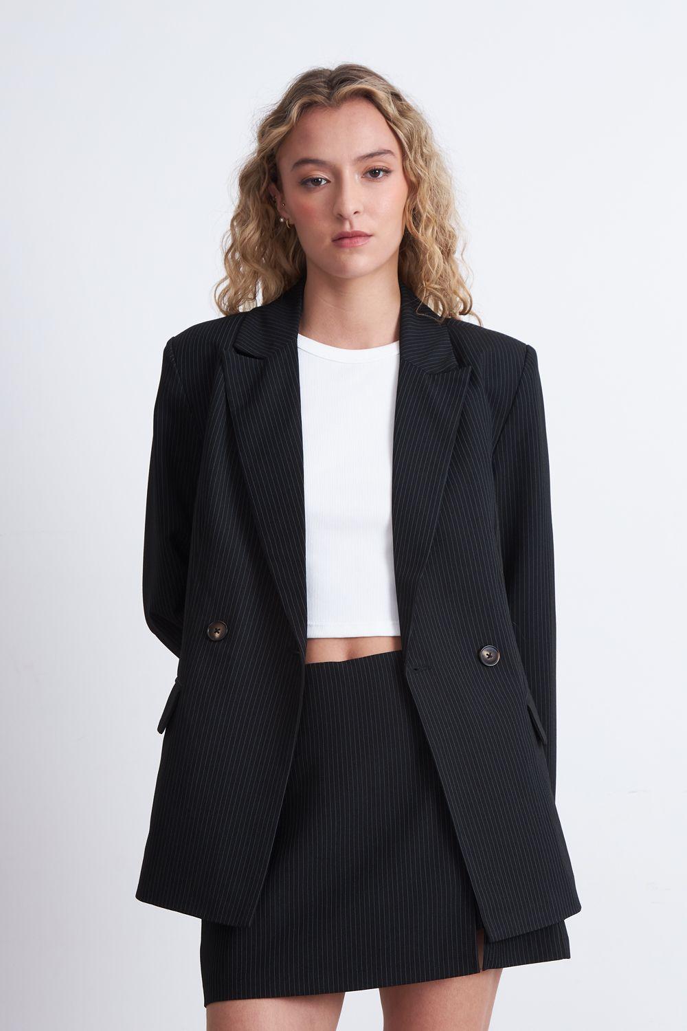 Blazer Cruzado Rayas Diplomáticas Azul Marino Nicopoly-0
