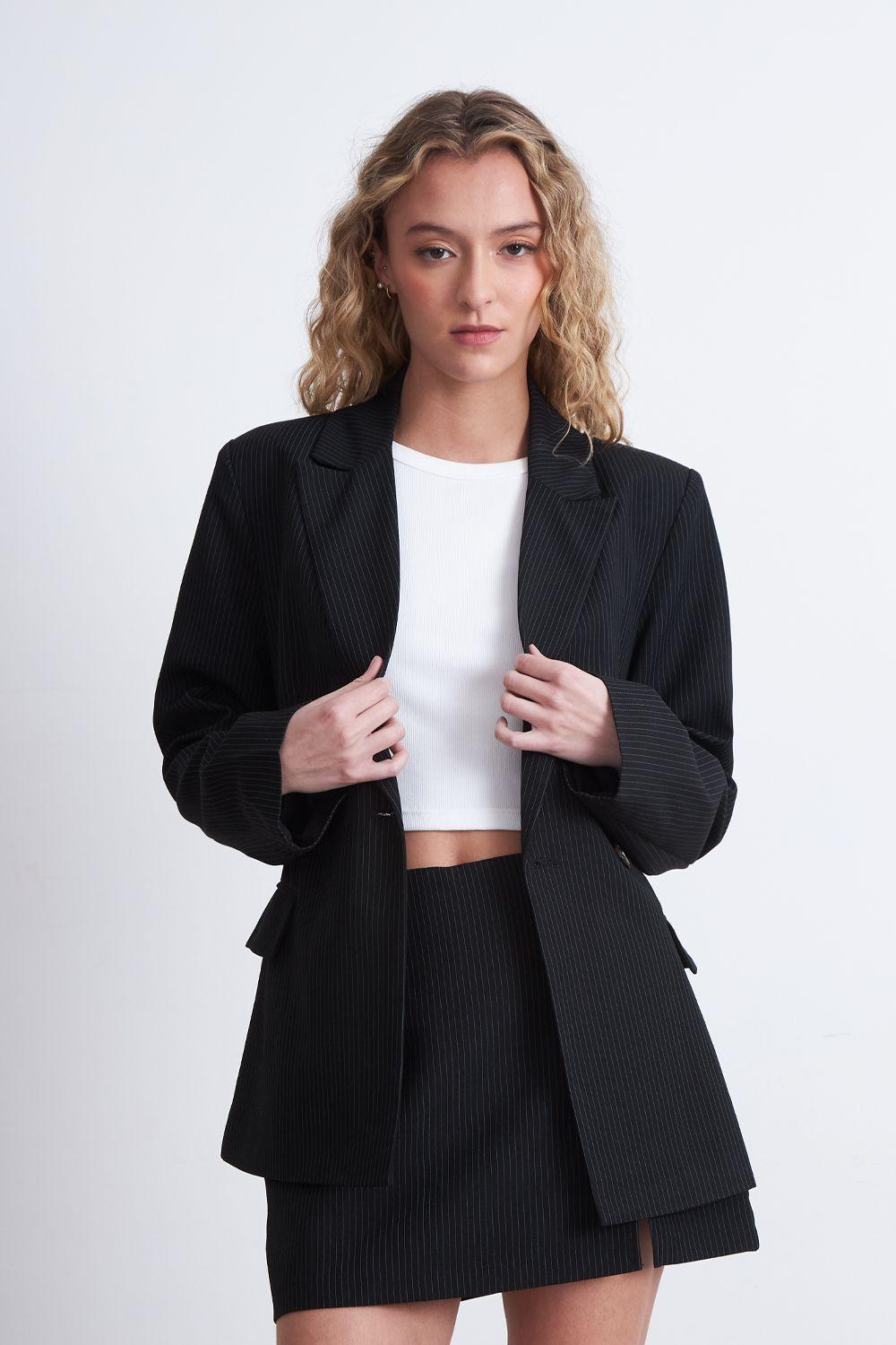 Blazer Cruzado Rayas Diplomáticas Azul Marino Nicopoly-5