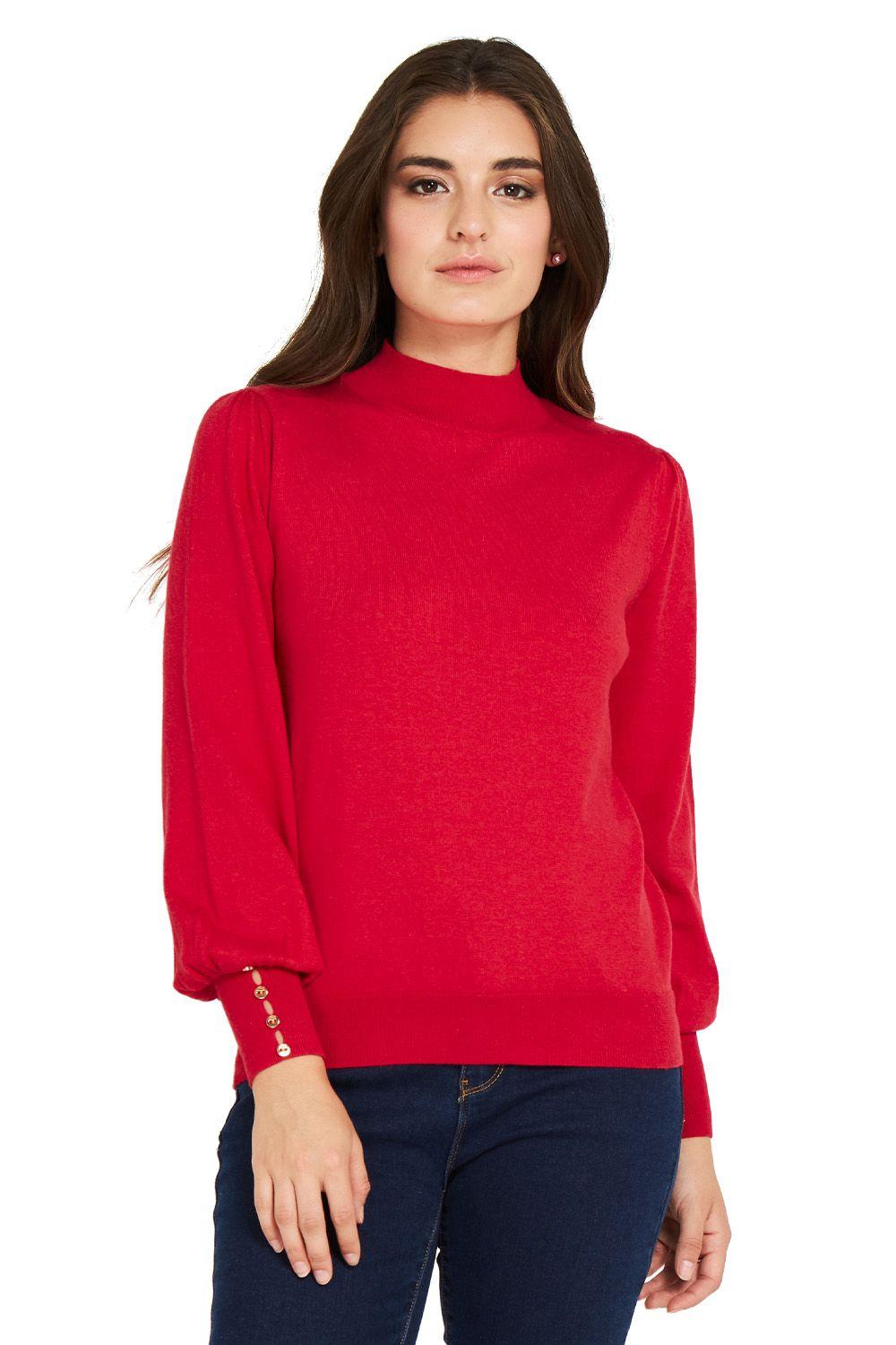 Sweater Botones Rojo Nicopoly-1