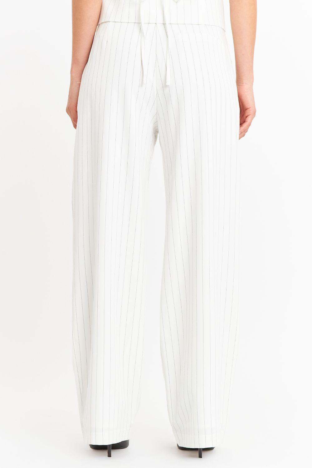 Pantalón de Pierna Recta Raya Diplomática Blanco Nicopoly-3
