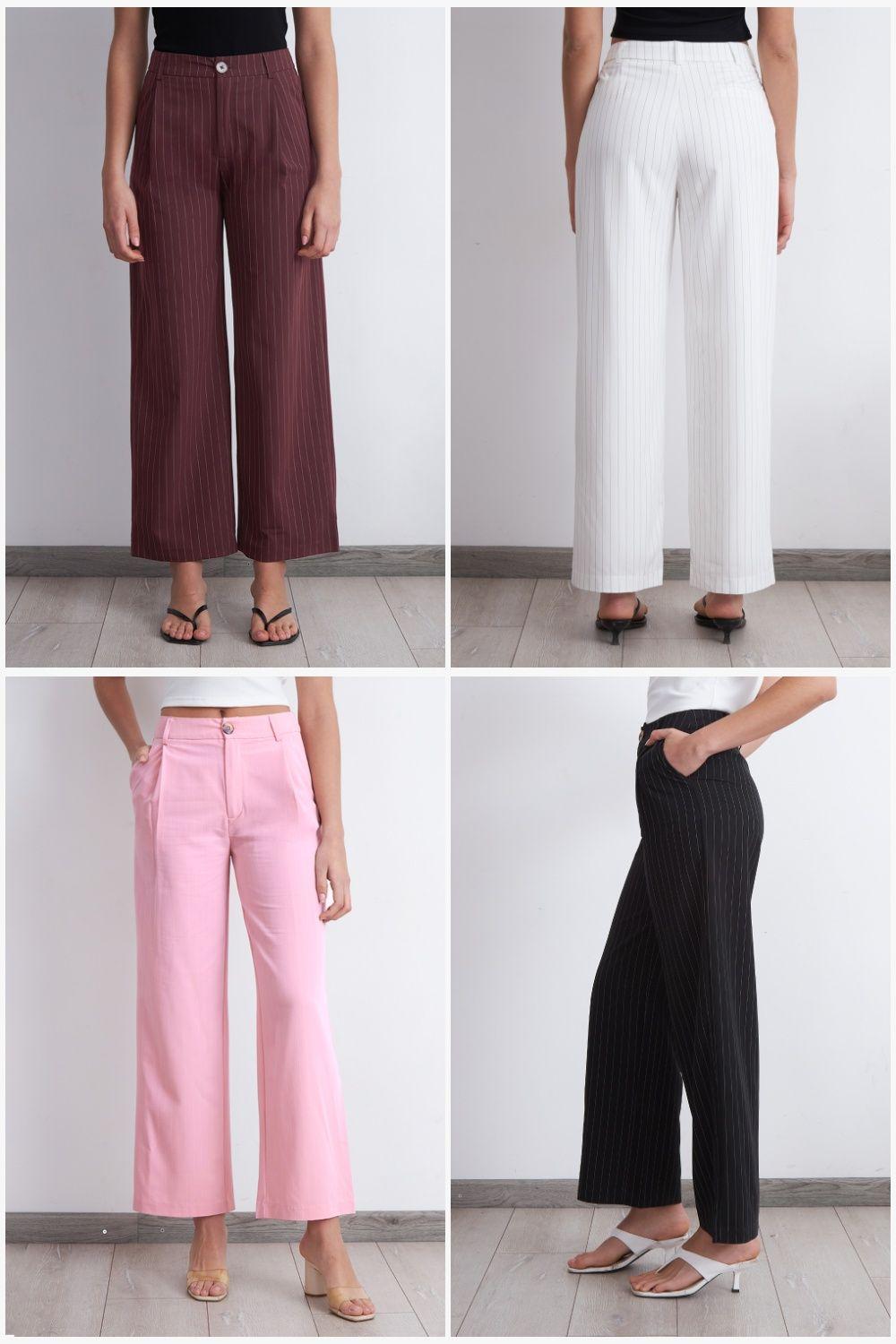 Pantalón de Pierna Recta Raya Diplomática Blanco Nicopoly-4