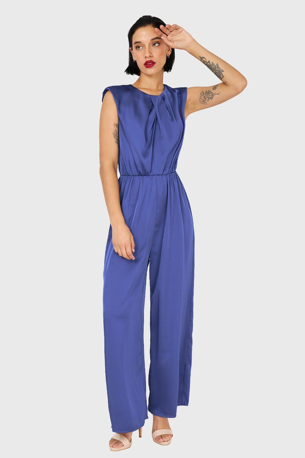 Enterito Cut Out Escote Azul Acero Nicopoly-0