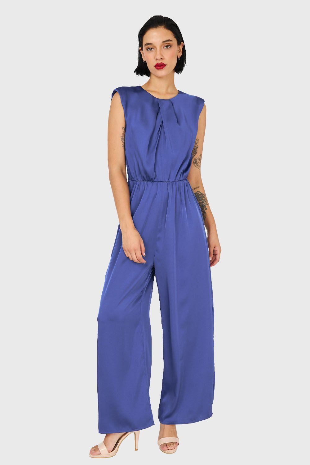 Enterito Cut Out Escote Azul Acero Nicopoly-1