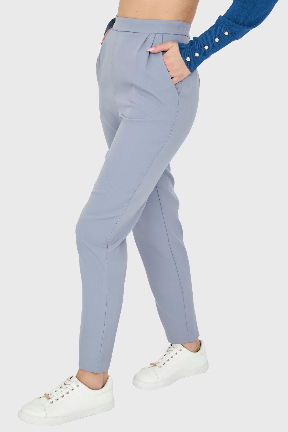 Pantalón Tiro Alto Básico Celeste Nicopoly-2