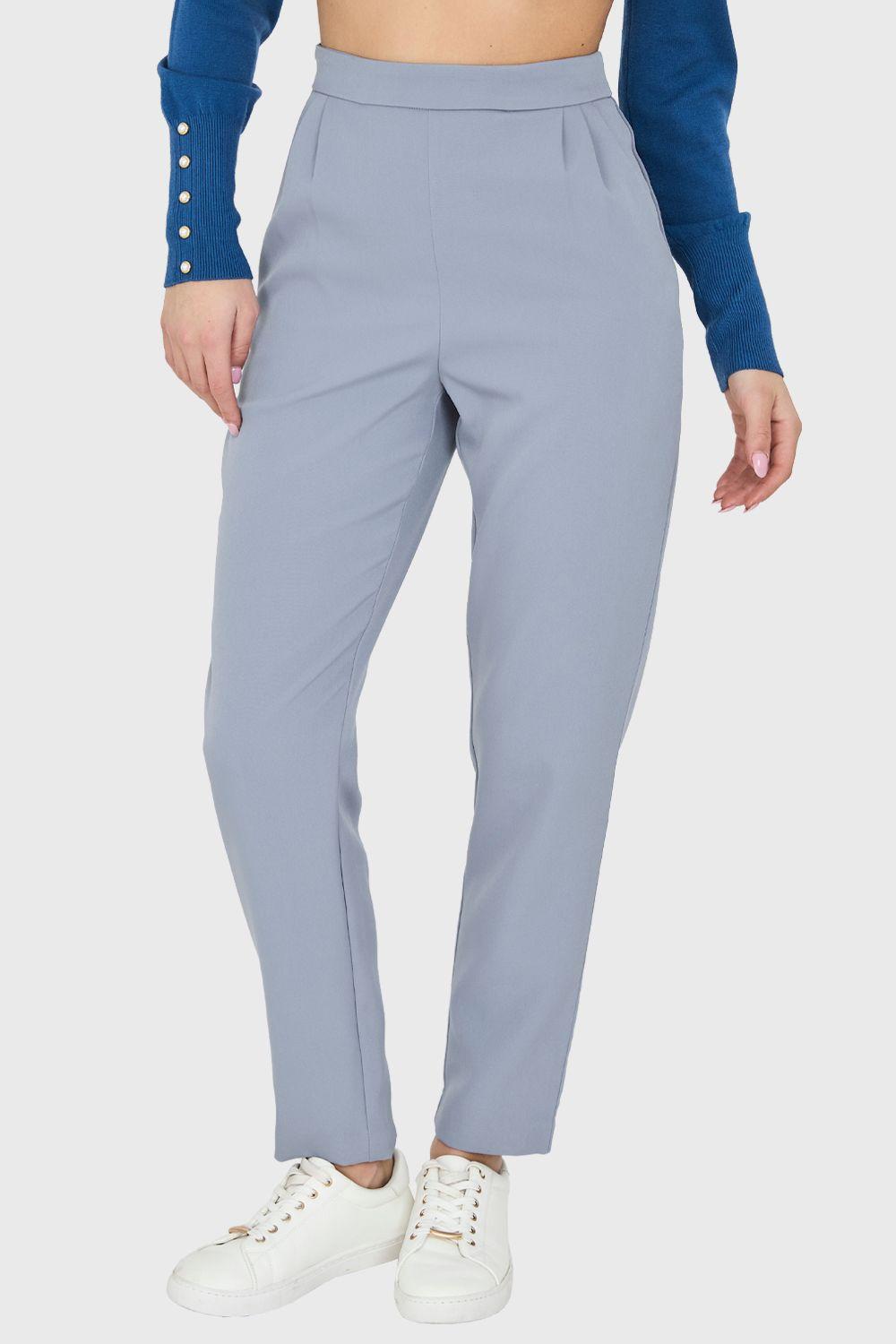 Pantalón Tiro Alto Básico Celeste Nicopoly-4