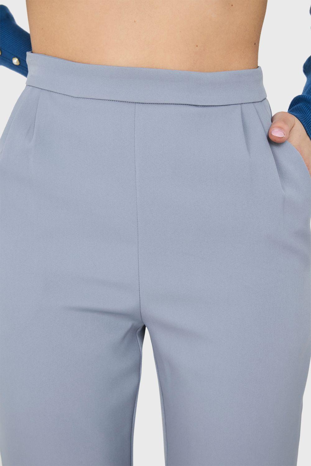 Pantalón Tiro Alto Básico Celeste Nicopoly-5