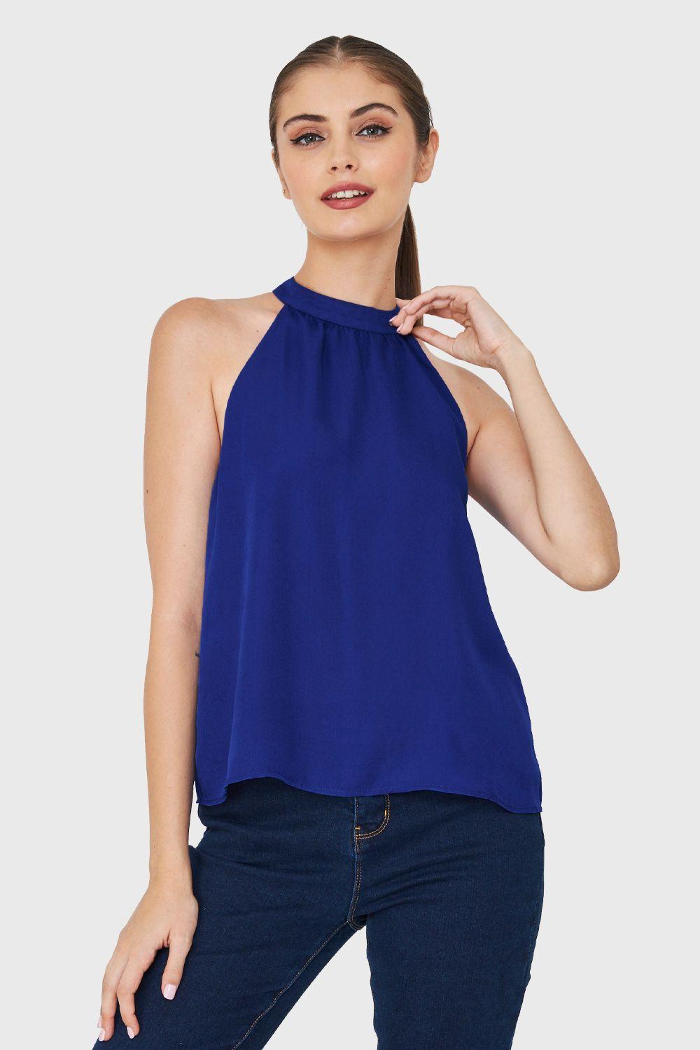 Blusa Halter Azul Eléctrico Nicopoly-0