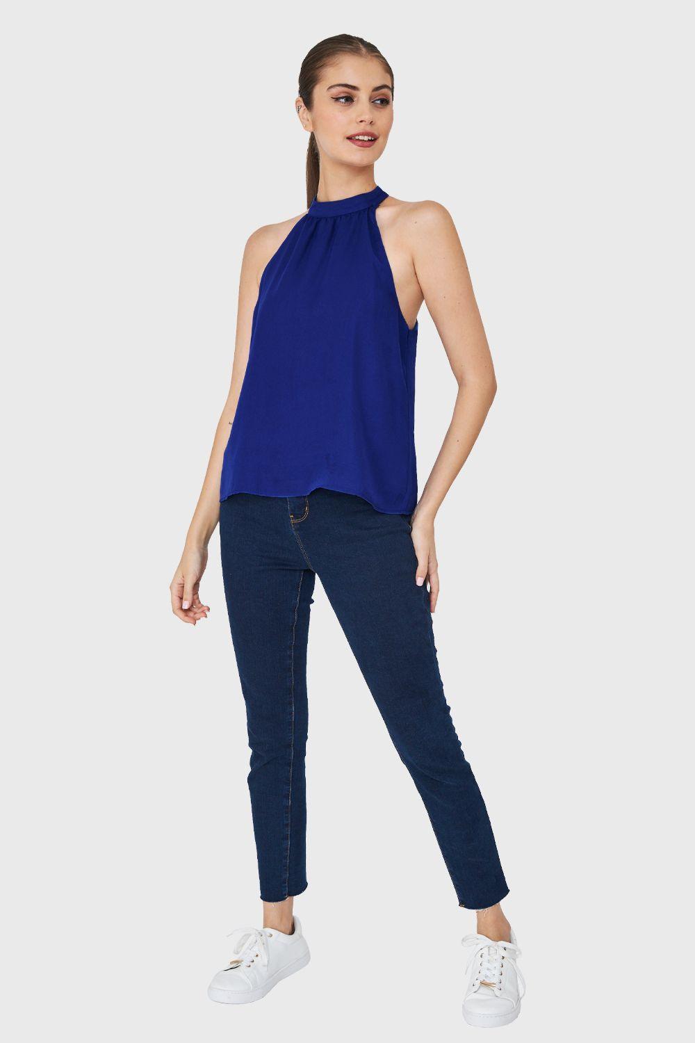 Blusa Halter Azul Eléctrico Nicopoly-1