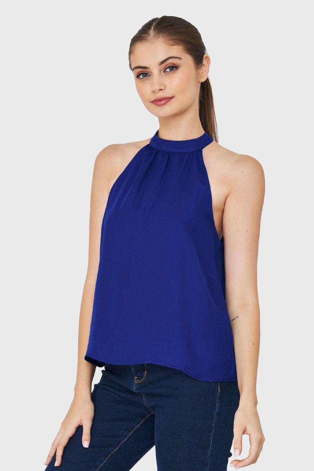 Blusa Halter Azul Eléctrico Nicopoly-2
