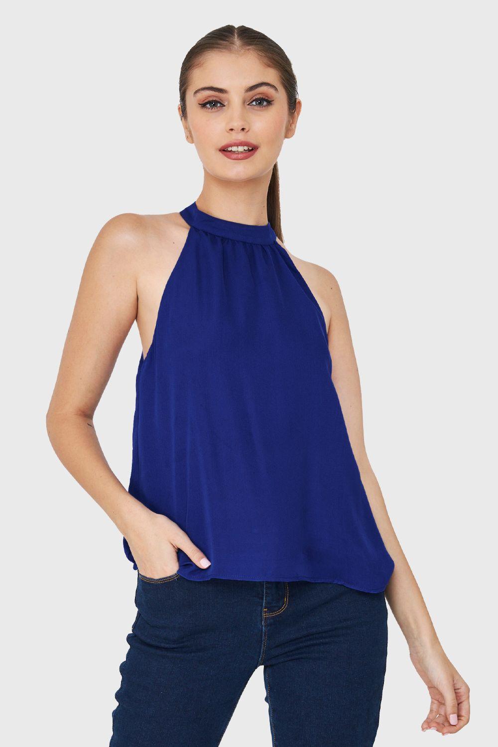 Blusa Halter Azul Eléctrico Nicopoly-4