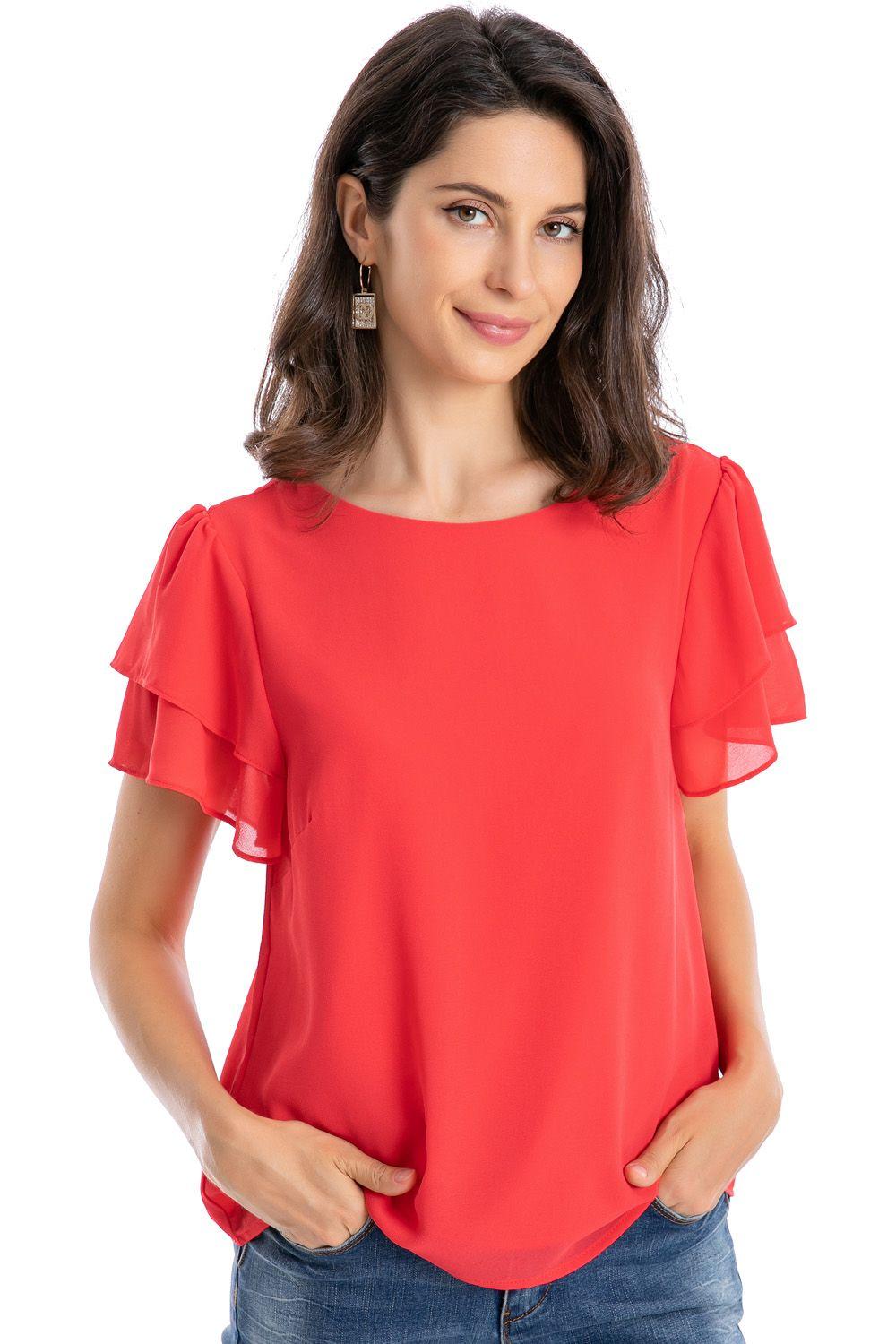 Blusa Básica Vuelos Coral Nicopoly-0