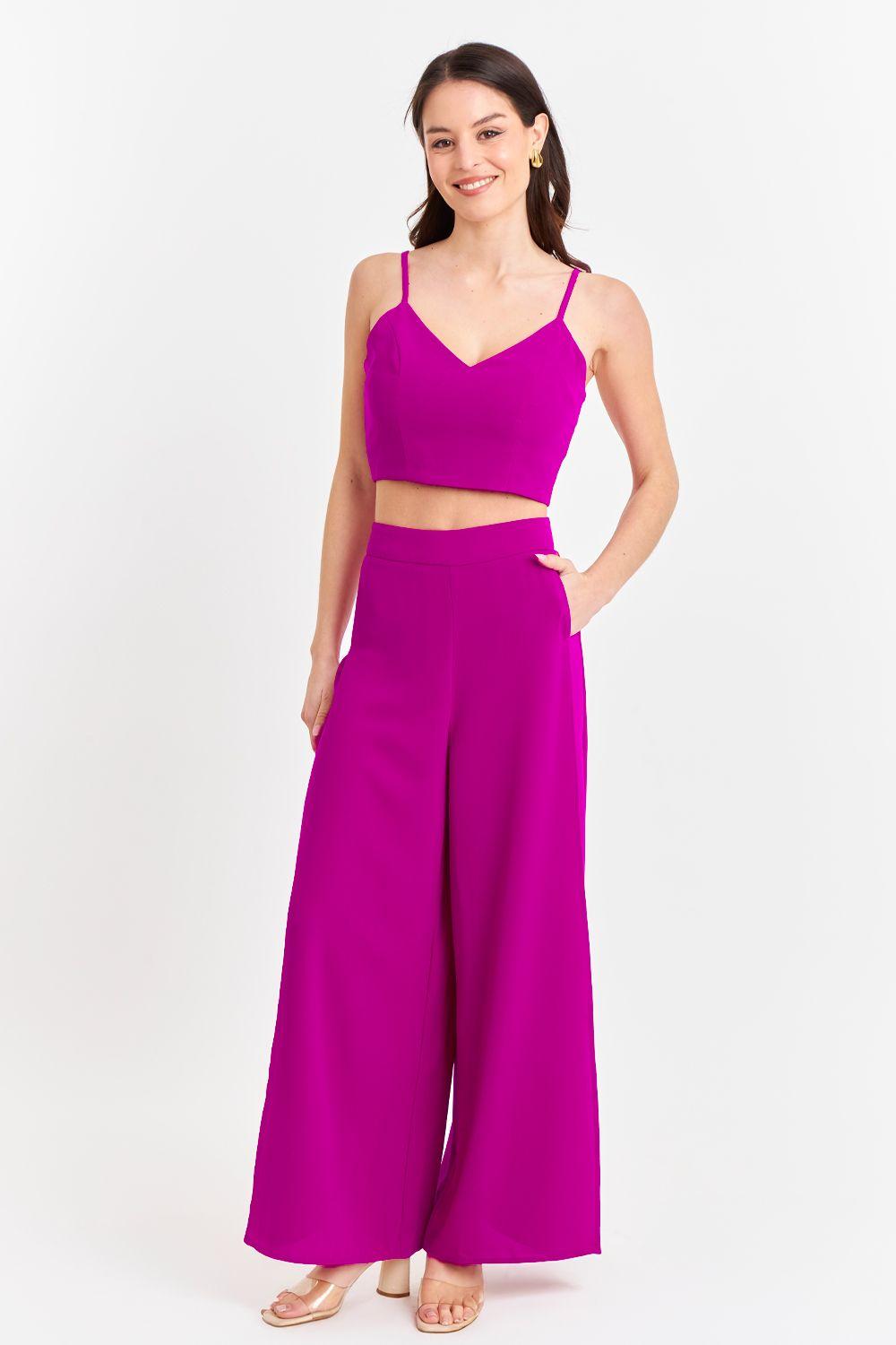 Crop Top Espalda Elasticada Magenta Nicopoly-1