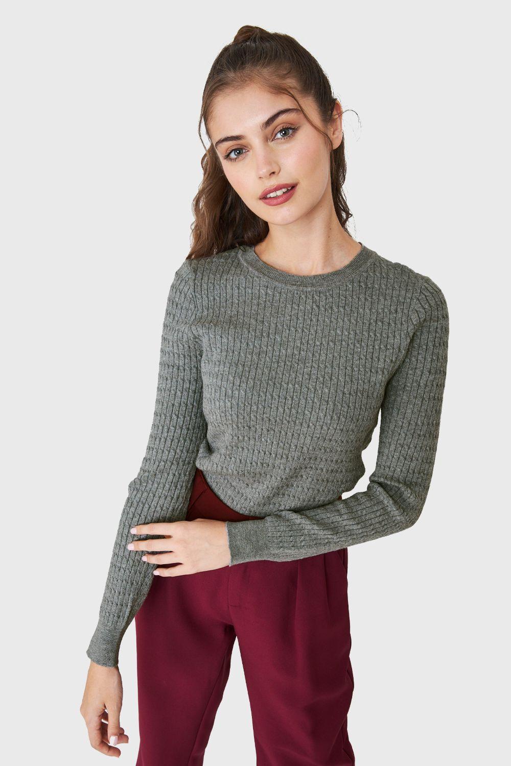 Sweater Punto Fino Cadenetas Gris Nicopoly-0