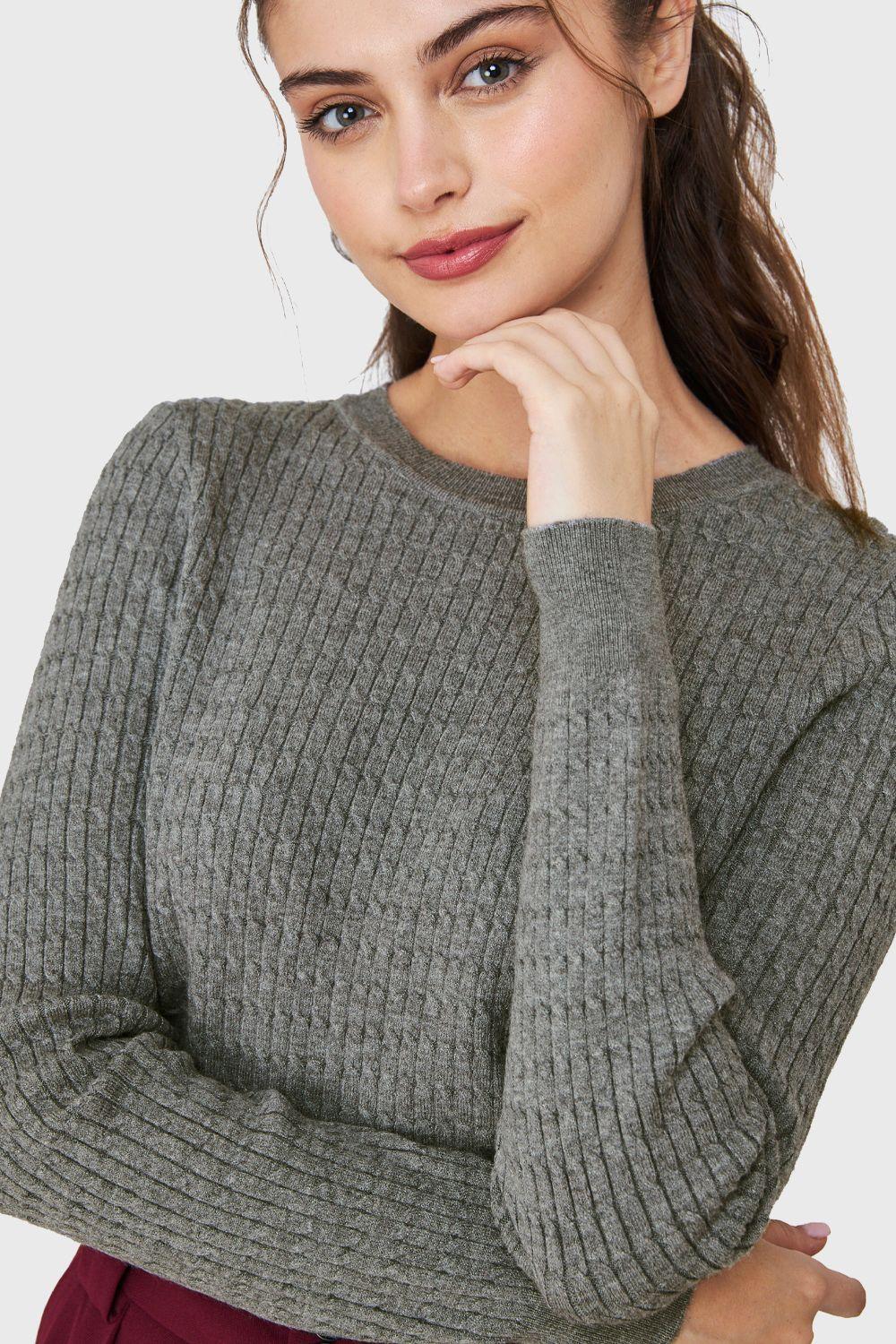 Sweater Punto Fino Cadenetas Gris Nicopoly-5