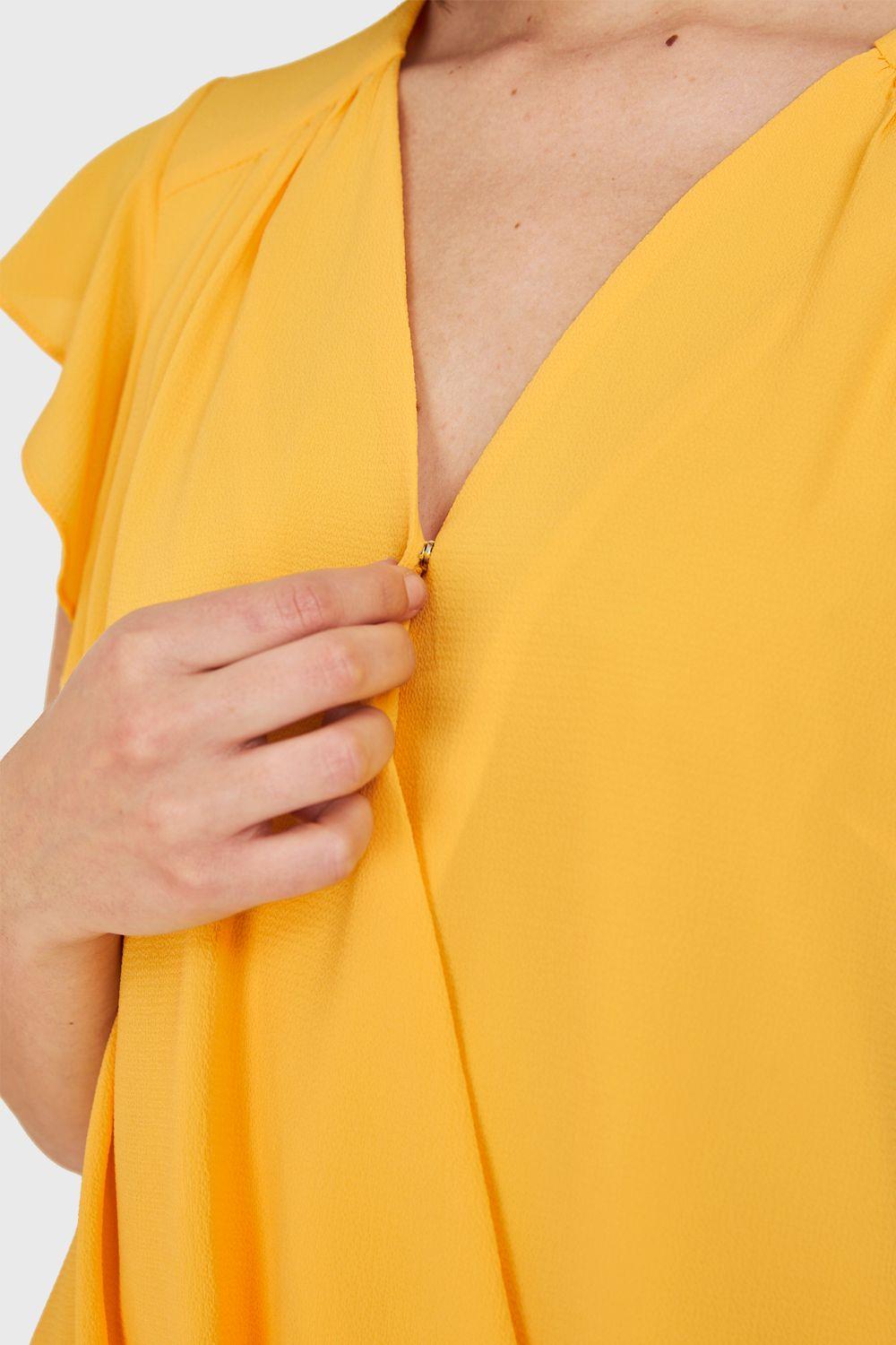Blusa Escote Cruzado Amarillo Nicopoly-5