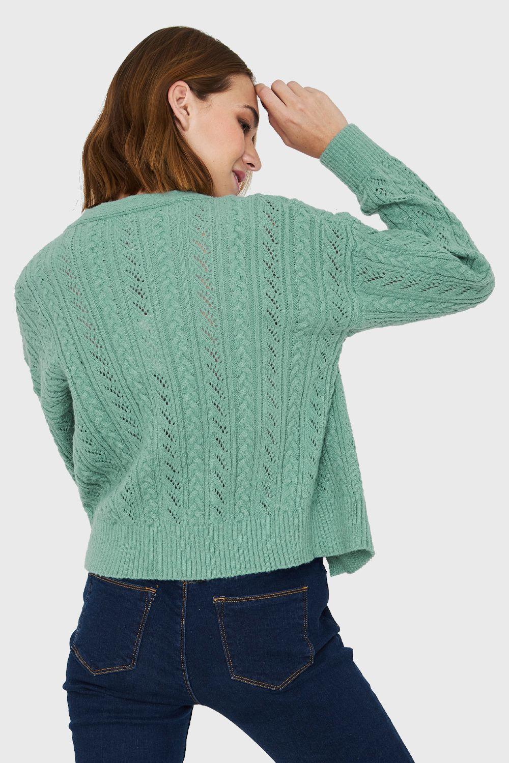 Cárdigan Punto Fantasía Menta Nicopoly-3