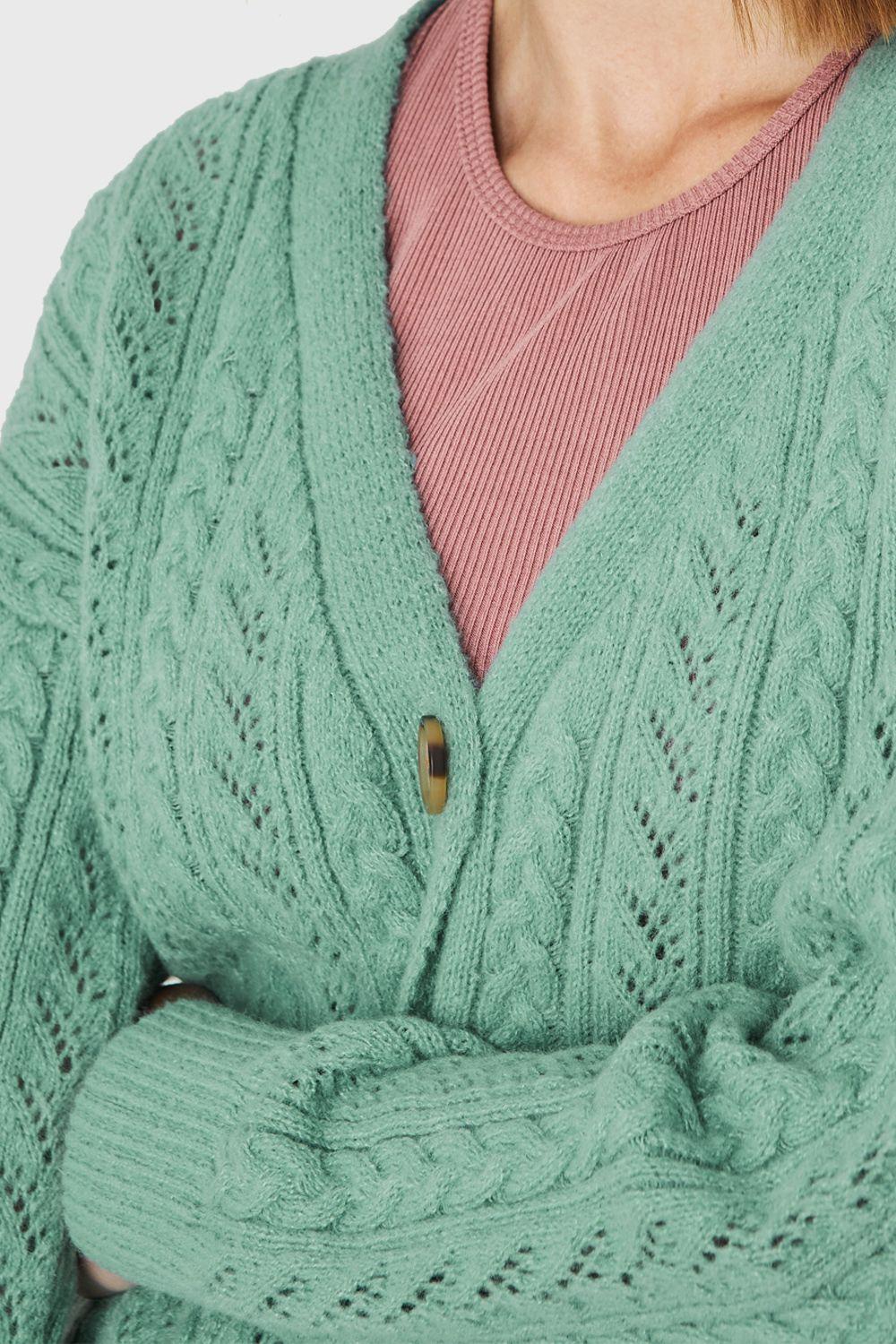 Cárdigan Punto Fantasía Menta Nicopoly-5