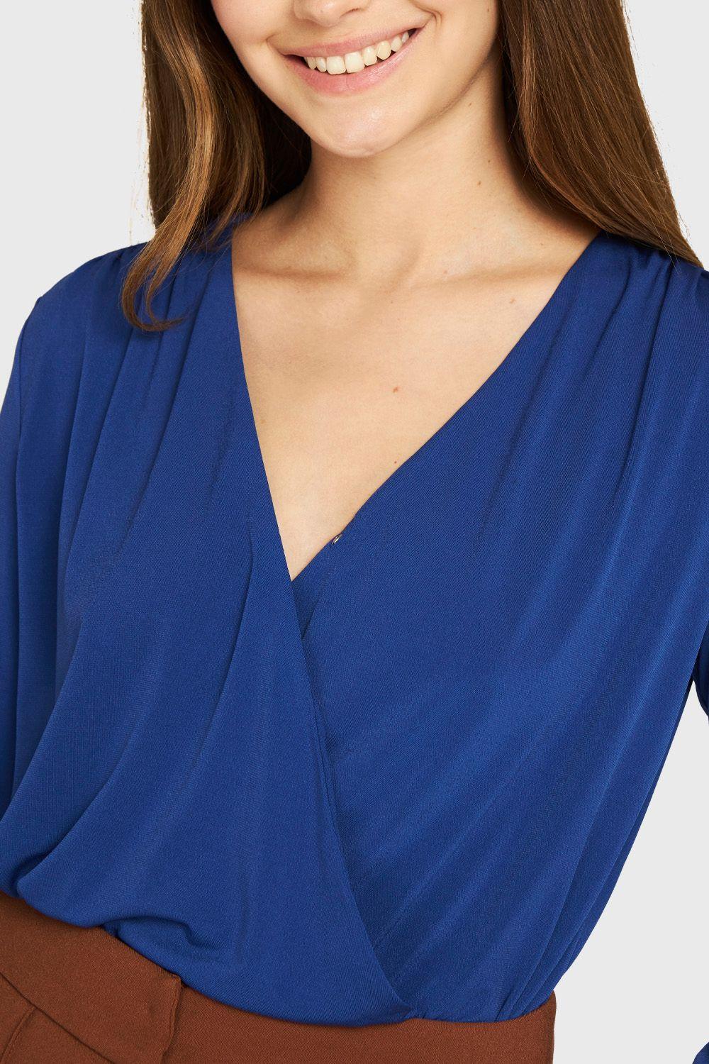 Body Escote Cruzado Azul Eléctrico Nicopoly-4