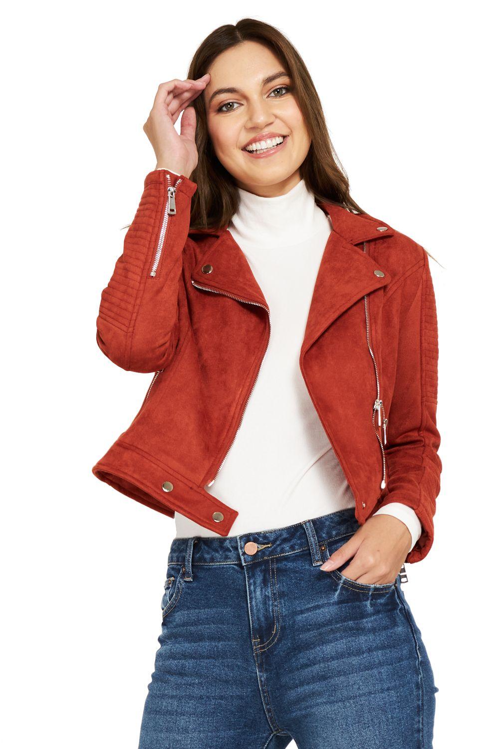 Chaqueta Tipo Gamuza Biker Terracota Nicopoly-1