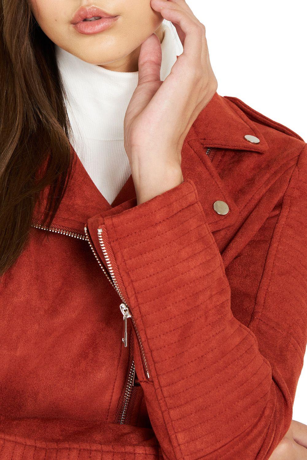 Chaqueta Tipo Gamuza Biker Terracota Nicopoly-4