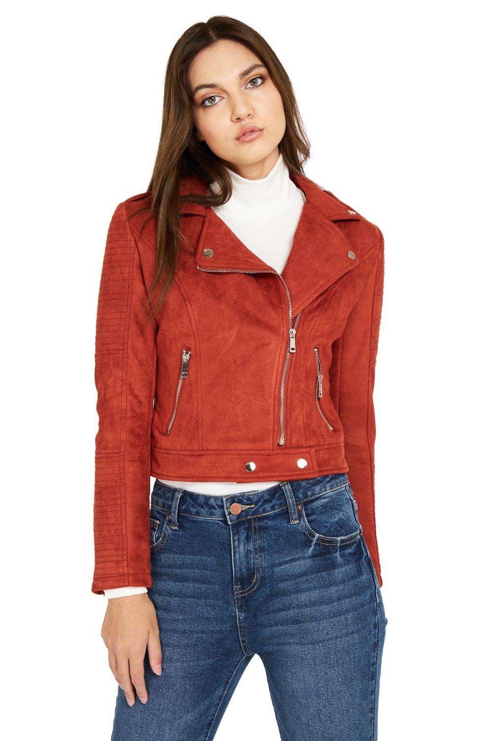 Chaqueta Tipo Gamuza Biker Terracota Nicopoly-0