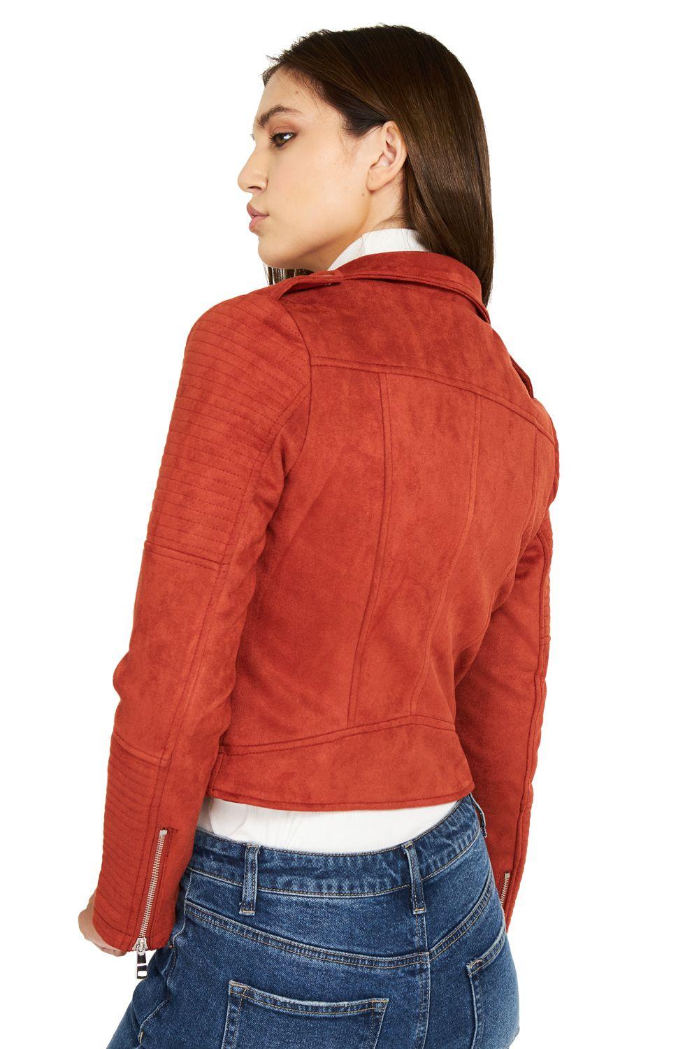 Chaqueta Tipo Gamuza Biker Terracota Nicopoly-3
