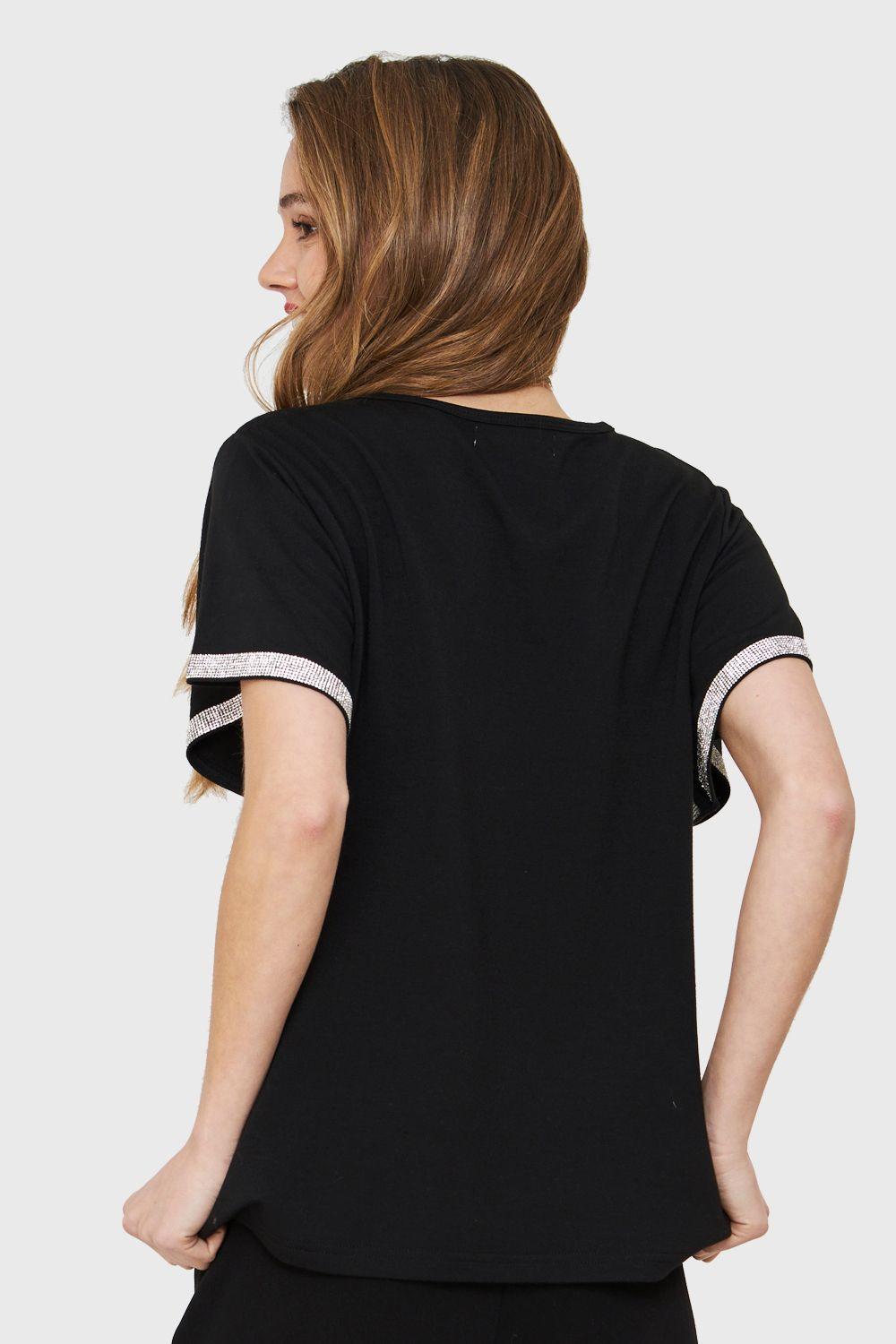 Polera Manga Strass Negro Nicopoly-3