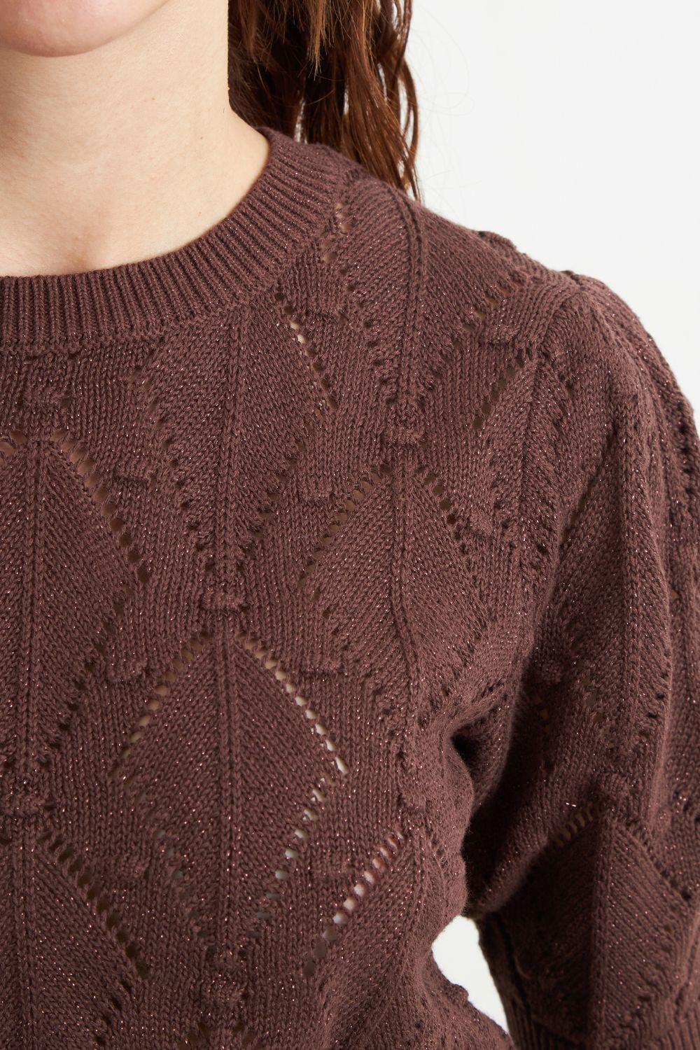 Polera Manga Corta de Hilo Café Nicopoly-5