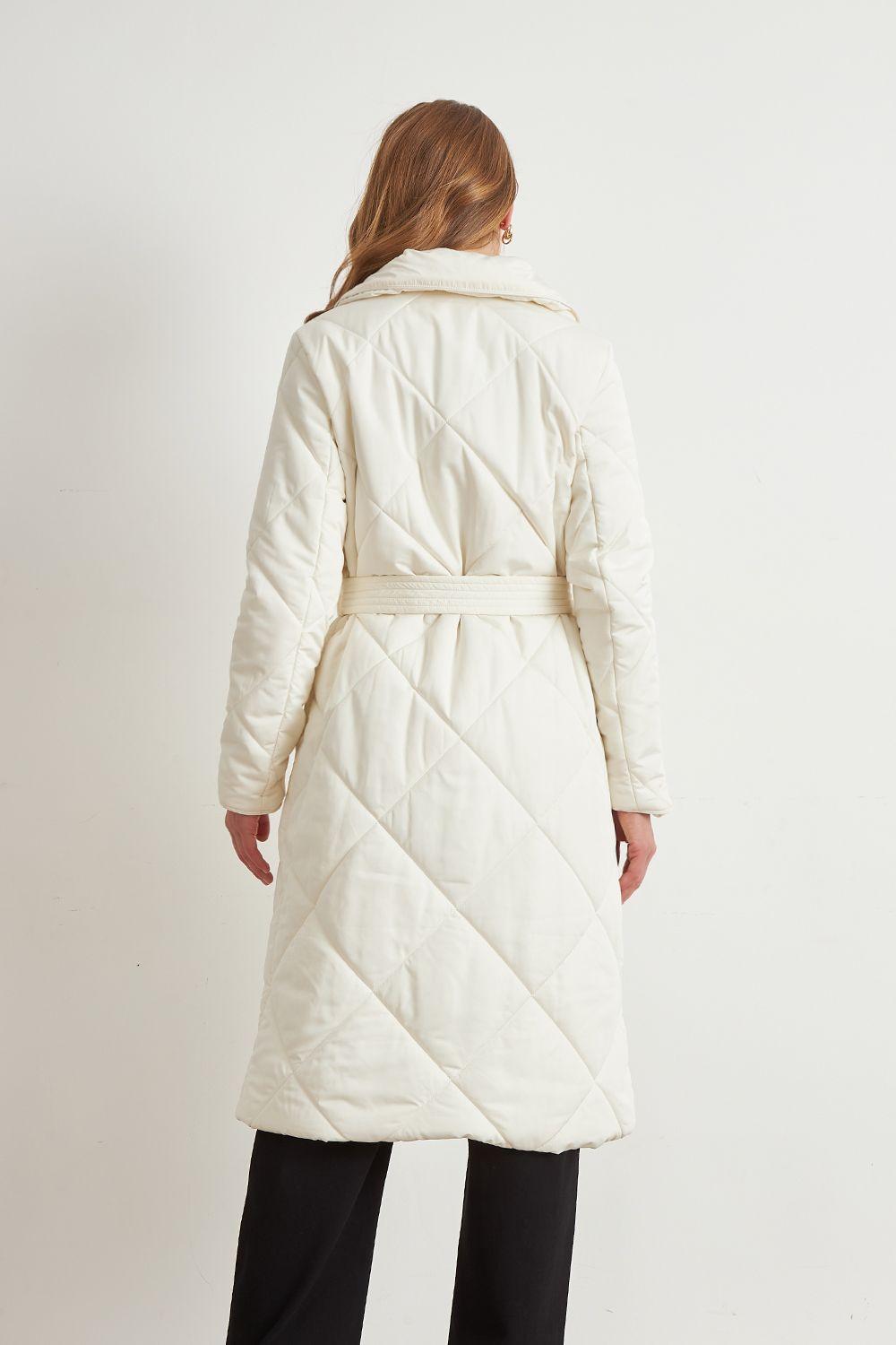 Parka Acolchada con Cinturón Lazo Blanco Nicopoly-2