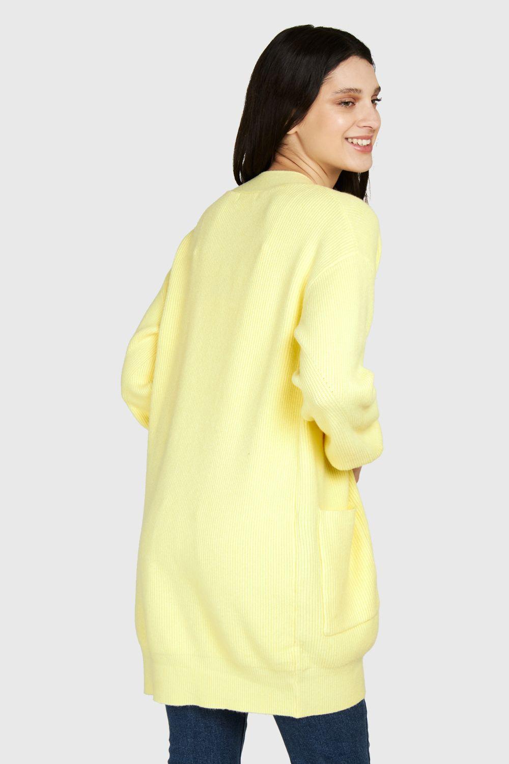 Cárdigan Bolsillos Amarillo Nicopoly-3