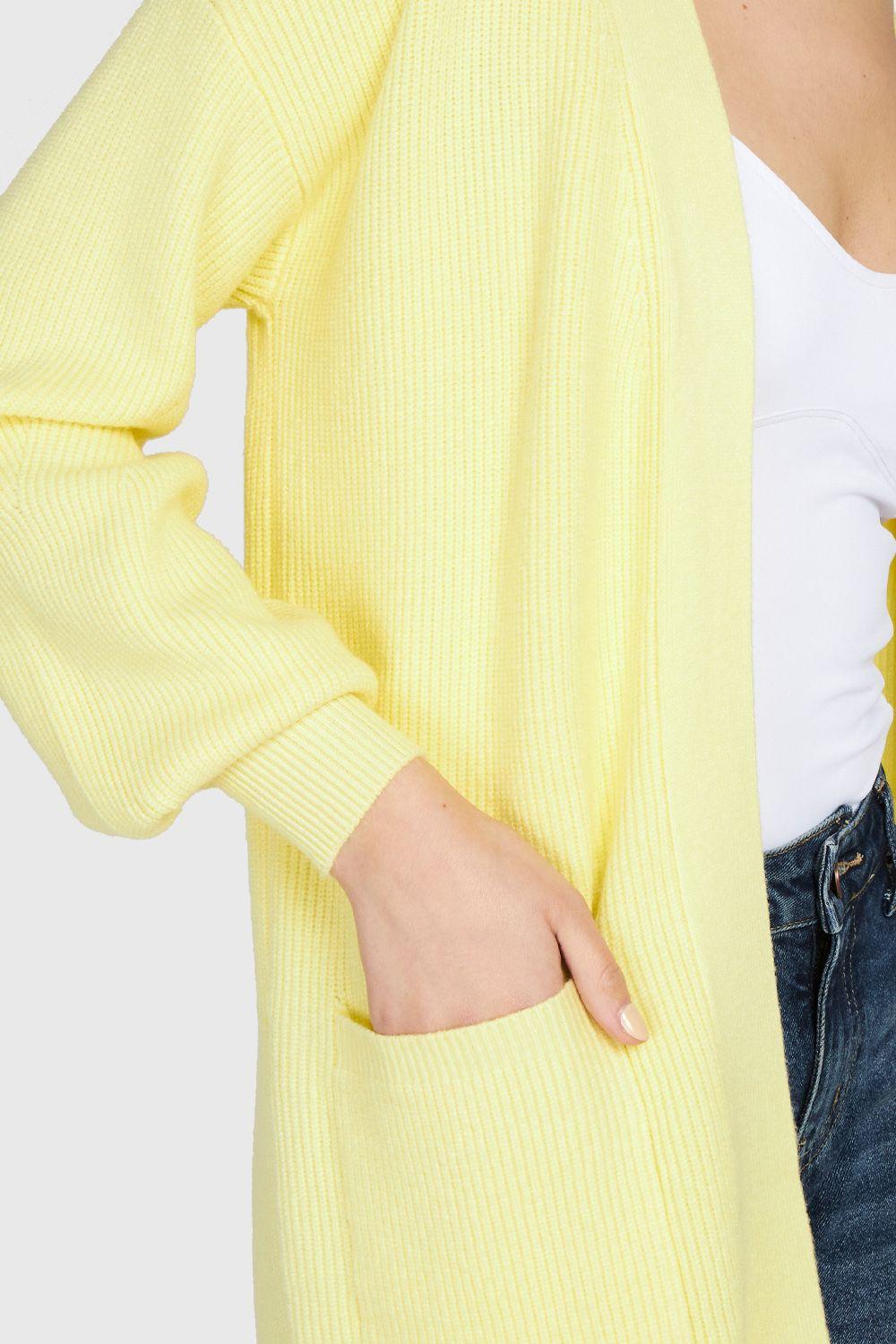 Cárdigan Bolsillos Amarillo Nicopoly-4