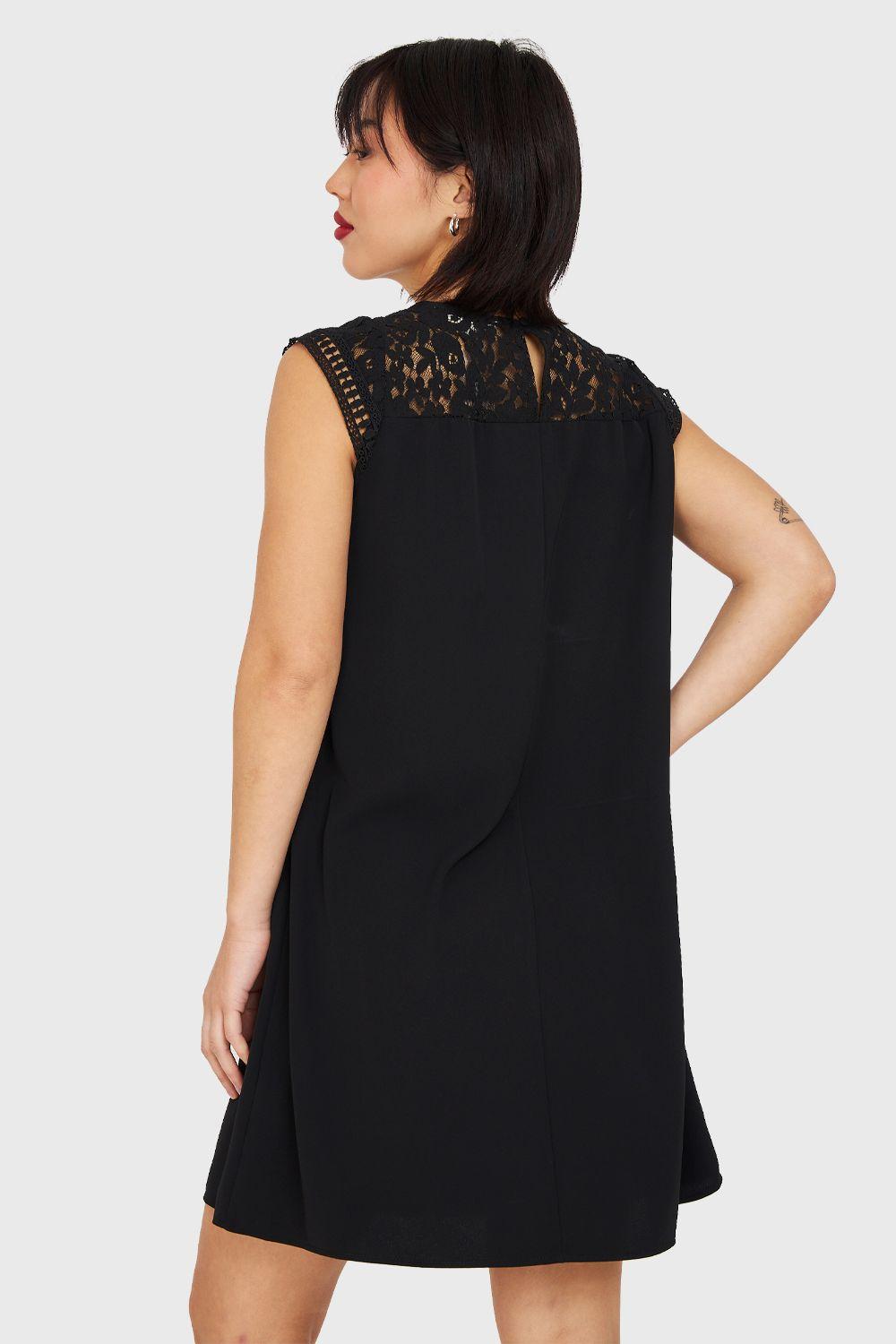 Vestido Holgado Con Mangas Caladas Negro Nicopoly-3