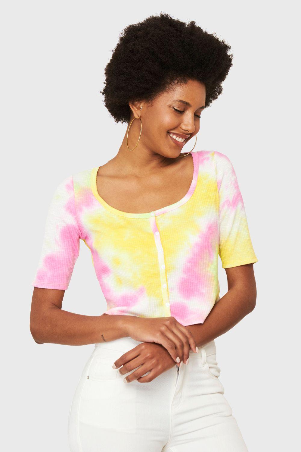 Crop Top Tie Dye Amarillo Nicopoly-0
