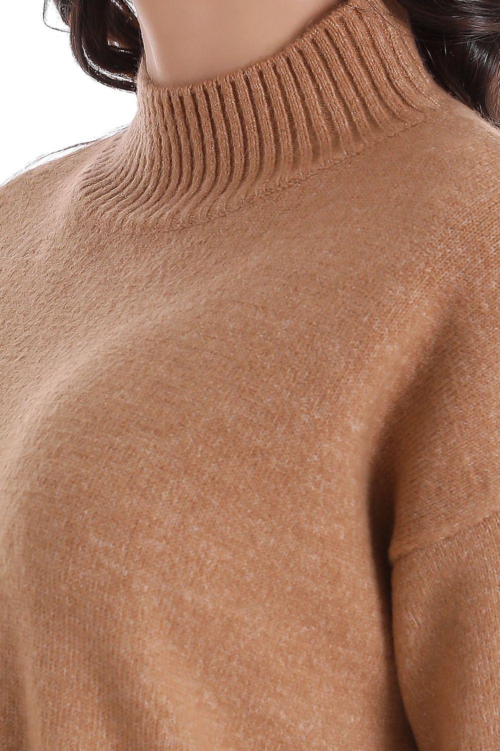 Sweater Cuello Beatle Corto Café Nicopoly-3