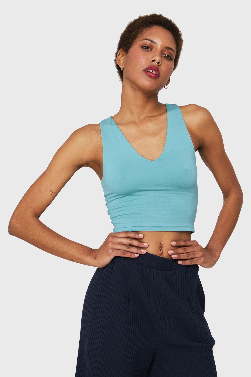 Crop Top Modal Azul Cielo Nicopoly-4