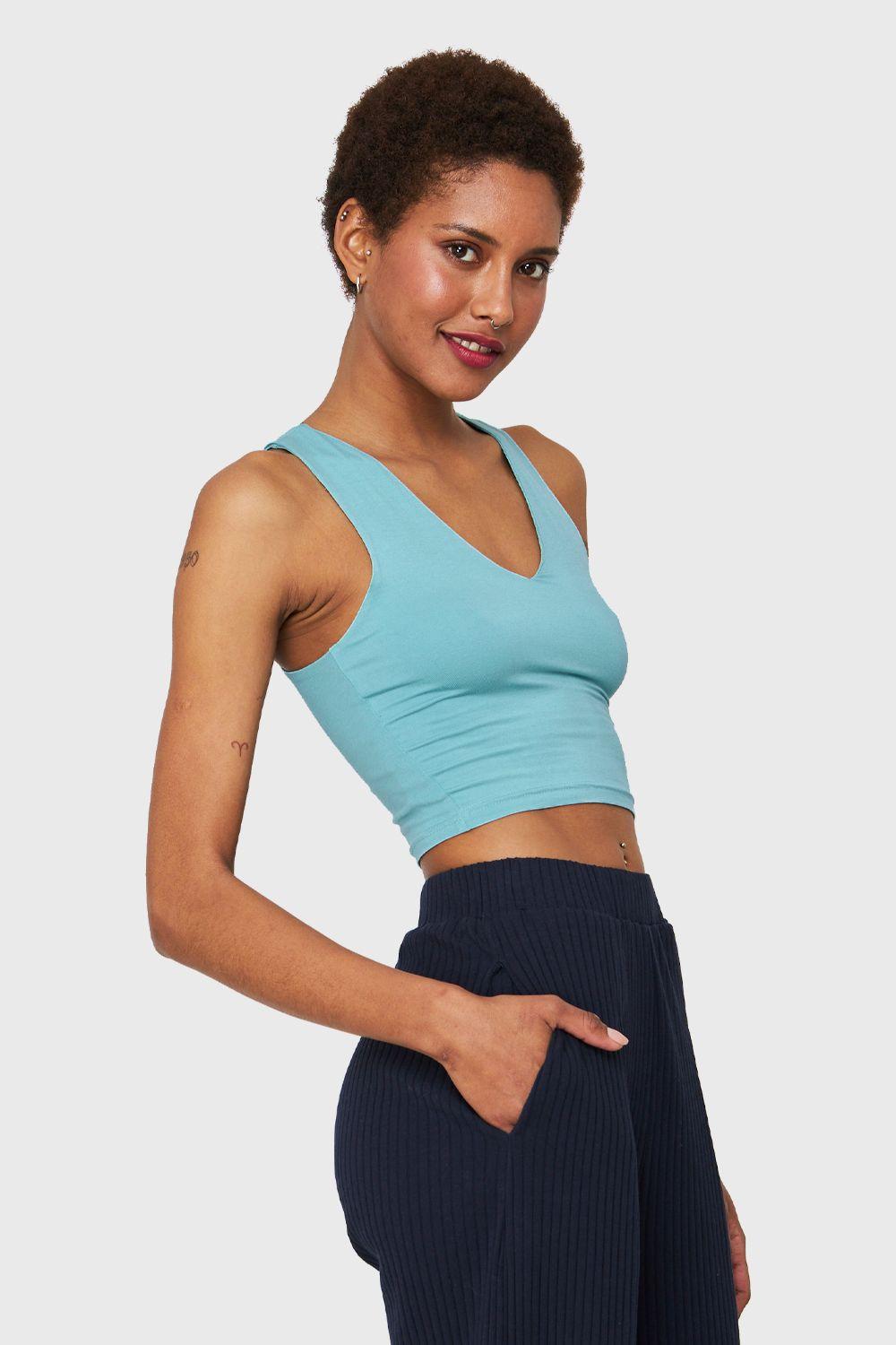 Crop Top Modal Azul Cielo Nicopoly-2