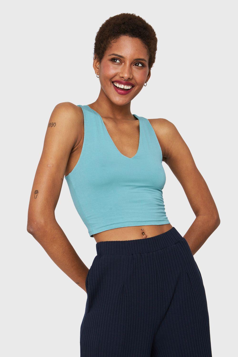 Crop Top Modal Azul Cielo Nicopoly-0