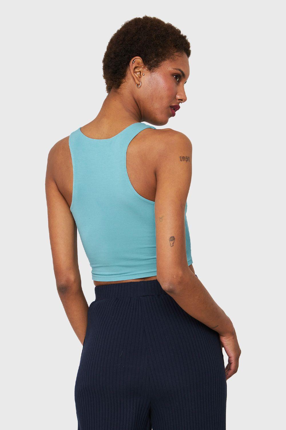 Crop Top Modal Azul Cielo Nicopoly-3