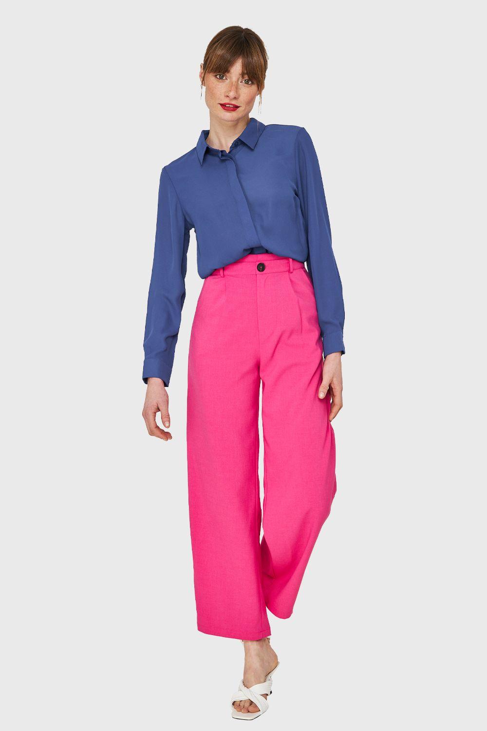 Blusa Básica Botonera Invisible Azul Eléctrico Nicopoly-1