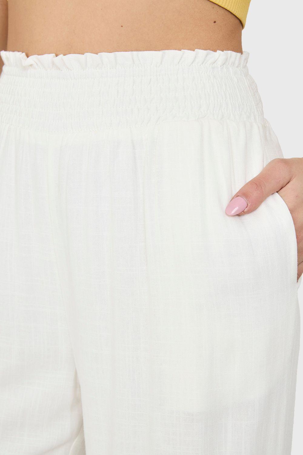 Pantalón Holgado Pretina Alta Blanco Nicopoly-5